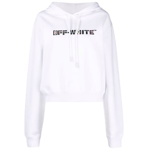 Off-White Kurzer weißer Kapuzenpullover mit geometrischem Logo