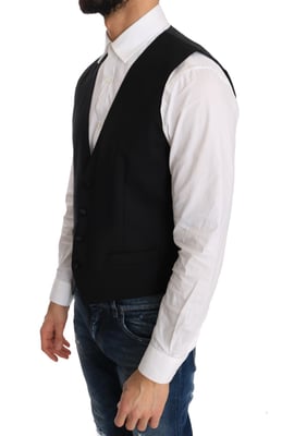 Gilet en laine et soie noir Dolce & Gabbana pour homme