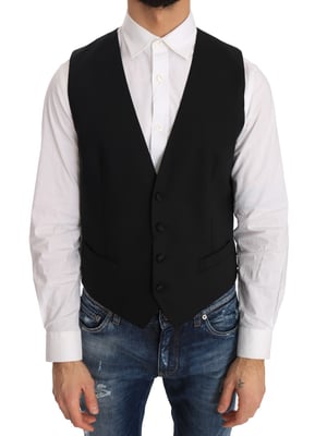 Gilet en laine et soie noir Dolce & Gabbana pour homme