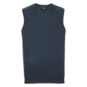 Russell Collection Herren V-Ausschnitt ärmelloses gestricktes Pullover Top / Pullover (French Navy)