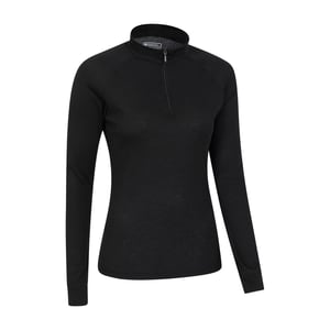 Mountain Warehouse Womens/Ladies Talus Zip Neck Langarm-Thermal-Top (Schwarz)