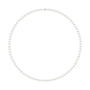 Halskette aus echten Süßwasser-Zuchtperlen, halbrund, 5–6 mm