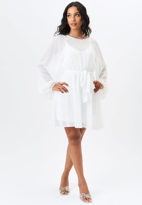 Langärmeliges Chiffon-Folien-Minikleid