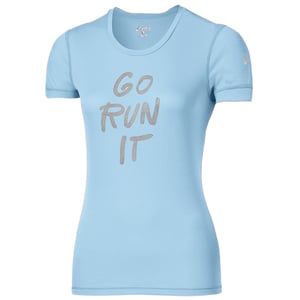 Asics rennen Sie es Frauen hellblaues T-Shirt