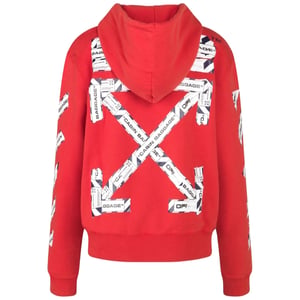 Off-White Airport Tape Diag Roter Kapuzenpullover