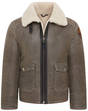 Graue Bomber-Fliegerjacke aus Lammfell für Herren B3 - Akutan