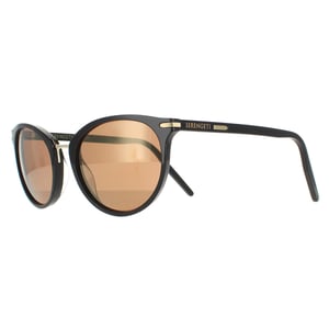 Serengeti Rund Damen Glänzend Schwarz Mineral Polarisiert Drivers Gold Elyna
