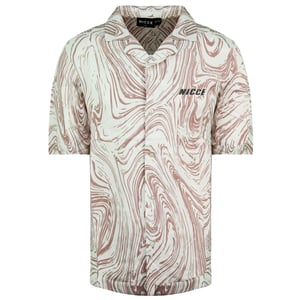 NICCE Kurzarm bedrucktes Asche Herren rosa weißes Hemd 211 1 07 02 0338