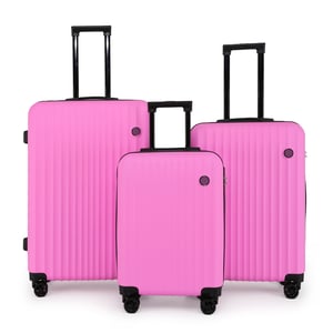 Hartschalen-Kofferset ABS Pink 8 Rollen Reisekoffer Urlaubstaschen