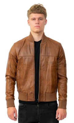 Herren Retro MA-1 Leder Bomberjacke-Arlington