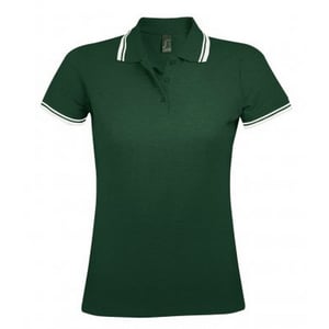 SOLS Womens/Ladies Pasadena Tipped Short Sleeve Pique Polo Shirt (Wald/Weiß)
