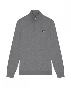 Lyle & Scott � Pullover aus Baumwollmerinowolle mit 1/4-Rei�verschluss, Grau