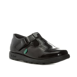 Kickers Kinder Fragma T-Bar Patent Schuhe für Mädchen in Schwarz