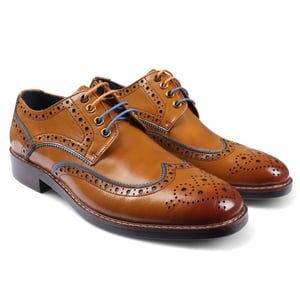 Justin Reess Herren-Brogue-Schuhe aus braunem Leder, klassisch, Simon