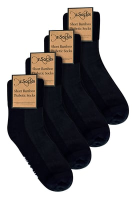 Herren Bamboo Diabetiker Knöchelsocken | Dr.Socks | Extra Wide Trainer Socken in Schwarz & Weiß - Schwarz