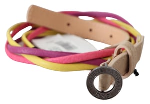 Costume National Ceinture à boucle circulaire en cuir torsadé multicolore pour femmes