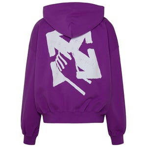 Off-White Hand Arrow Design Boxy Fit Lila Übergroßer Kapuzenpullover