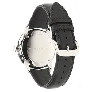 Burberry BU10000 Klassische Runde Beige Zifferblatt Schwarzes Leder Herrenuhr