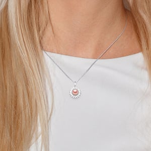 SUN Halskette Süßwasserperlenschmuck 8-9mm Rose 925