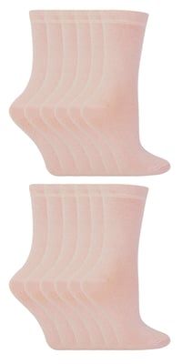 12 Paar Multipack Kinder Baumwolle bunte Casual Socken | Socken Snob | Plain Kleid Socken für Jungen & Mädchen - Hellrosa