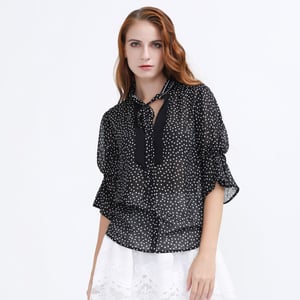 Polka Dots Tulpenärmel Chiffonbluse