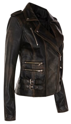 Damen Leder Brando Bikerjacke-Loddon