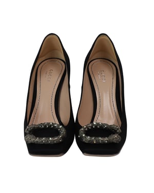 Gucci Dionysus Verzierte Pumps aus schwarzem Satin