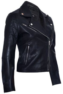 Retro-Bikerjacke aus Leder für Damen – Madeley