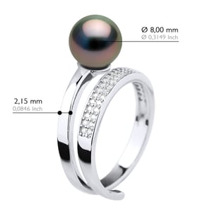 Ringschmuck - Echte Tahiti-Zuchtperle, rund 8-9 mm