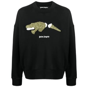 Schwarzer Pullover mit Kroko-Logo von Palm Angels