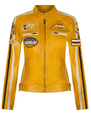 Damen-Lederjacke mit Biker-Rennabzeichen-Agadir