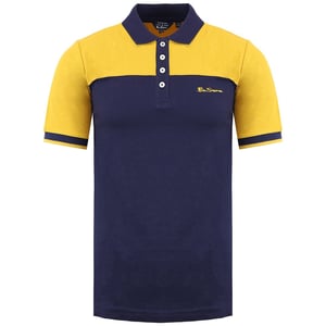 Ben Sherman Farbblock Herren Marine/Gelb Poloshirt