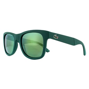 Lacoste Rechteckige Unisex Faltbare Mattschwarze Grüne Sonnenbrille