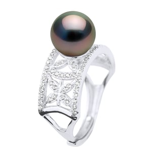 Ringschmuck - Echte Tahiti-Zuchtperle, rund 9-10 mm