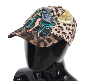 Dolce & Gabbana Men's Brown Leopard Pattern Sequin Design Cap
