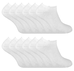 Mens Thermal Low Cut Trainer Socken | 12 Paar Multipack | Winter Unsichtbare Socken für Männer - Weiß
