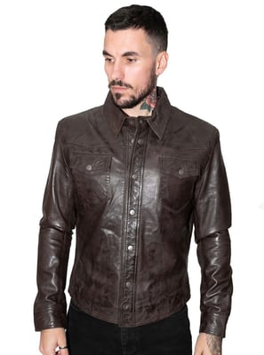 Herren Retro-Lederhemd-Jeansjacke-Peking