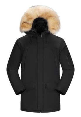 Subprime-Parka für Herren. Der Parka besteht aus hochwertigem Polyester und hat ein warmes Innenfutter. Ideal für die kalten Wintermonate. Der Pelzkragen besteht aus Kunstfell und ist abnehmbar.