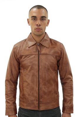 Herren Leder Harrington Jacke-Shanghai