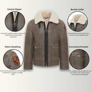 Graue Bomber-Fliegerjacke aus Lammfell für Herren B3 - Akutan