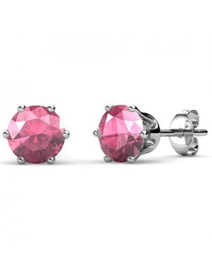 Geburtsstein-Oktober-Ohrringe - Silber und Rosa