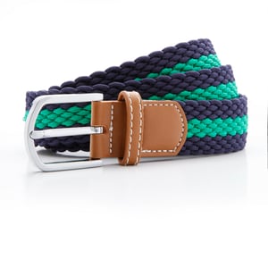 Asquith & Fox Herren Zweifarbiger Streifen Flechtgürtel aus Stretch (Navy/Kelly)