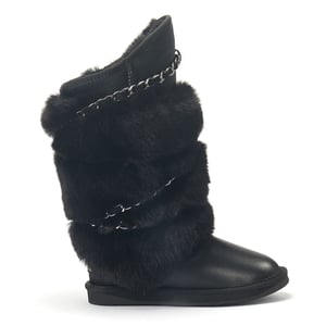 Hohe schwarze Satinstiefel „Atilla“