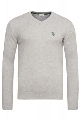 U.S. Polo Assn. V-Neck Pullover in Grau Melange