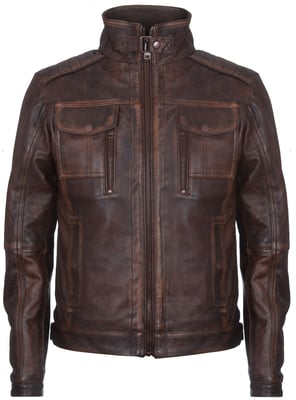 Biker-Motorradjacke aus Leder im Distressed-Look