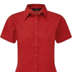 Premier Damen Kurzarm Popeline Bluse / Arbeitshemd (Rot)