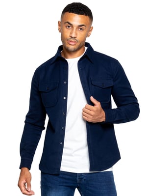 Enzo | Herren strukturiertes Überhemd - Navy