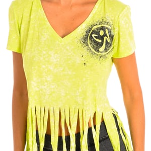 Kurzärmeliges Sport-T-Shirt mit V-Ausschnitt für Damen Z1T00401