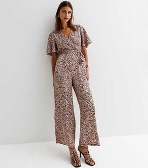 Satin Tier Engel Ärmel Wrap Jumpsuit