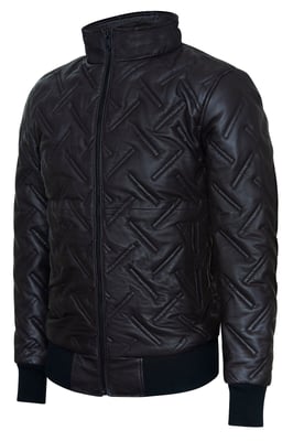 Bomber-Steppjacke aus Leder für Herren – Goiania